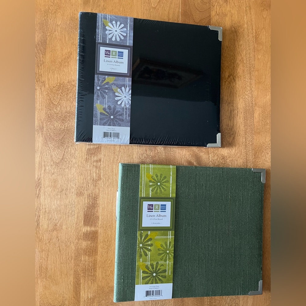 Two Linen Photo Albums By We R Memory Keepers. 1 Black & 1 Green